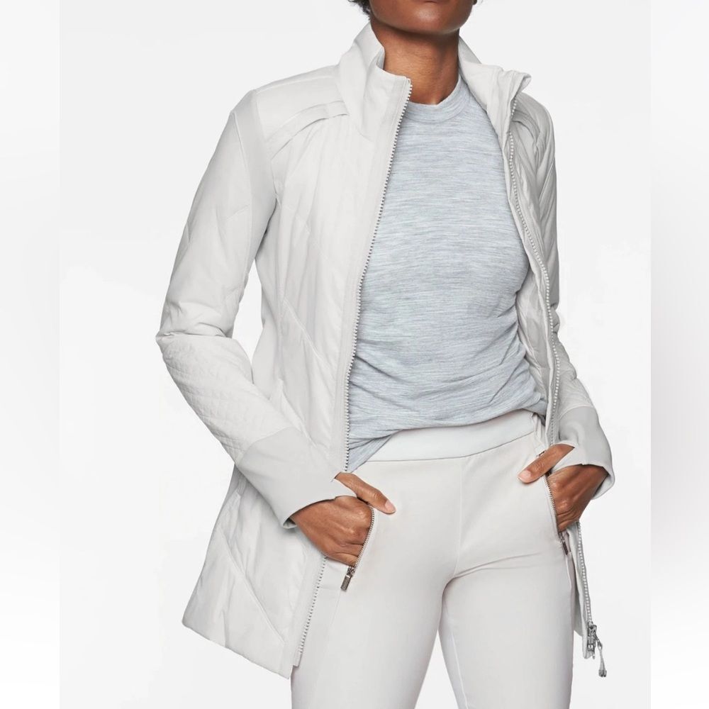 Athleta Rockridge light quilted puffer Women Jacket LG water resistant gray LG